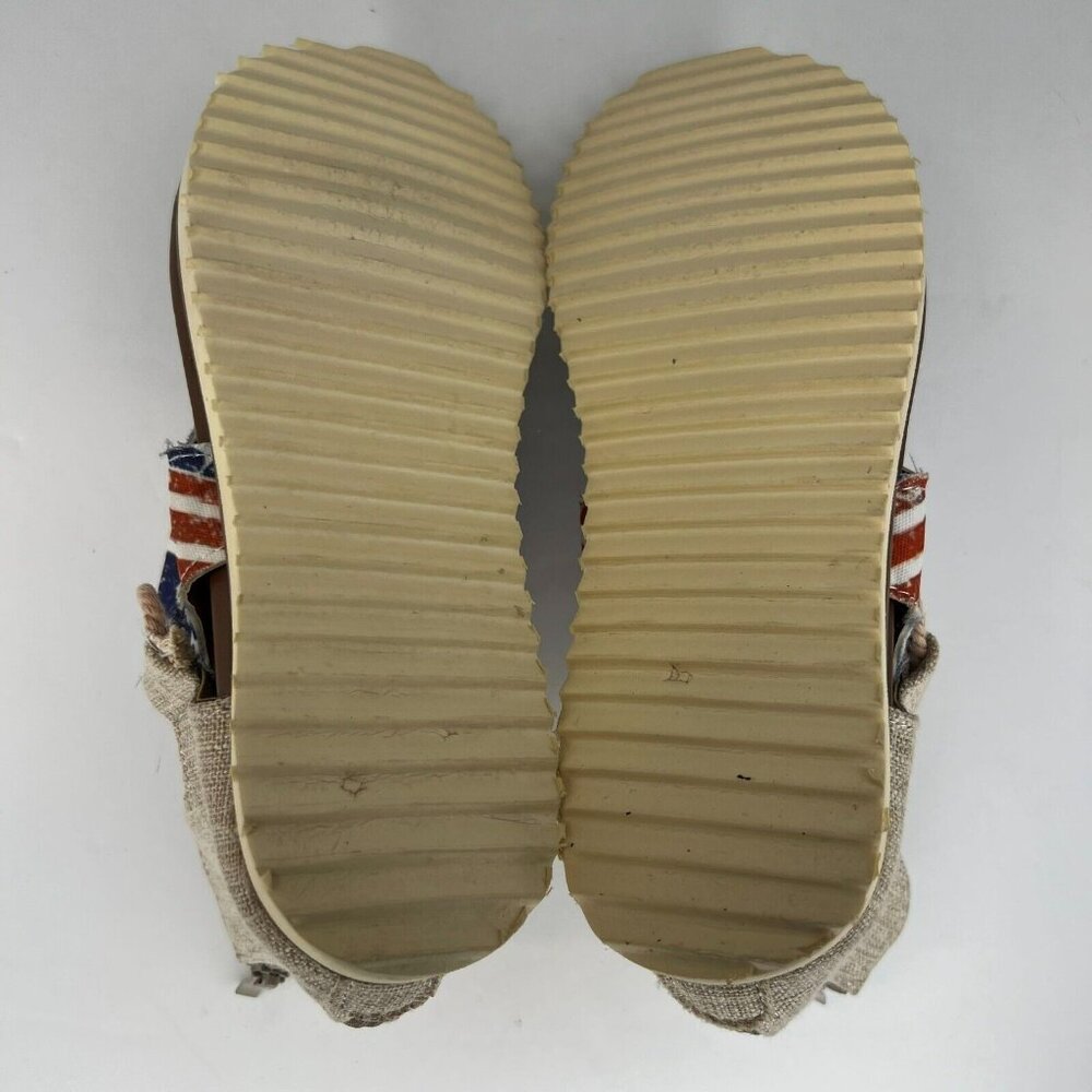 Womens Round Clip Toe American Flag Back Zip Denim Synthetic Size 7 Flat Sandals - Picture 8 of 8